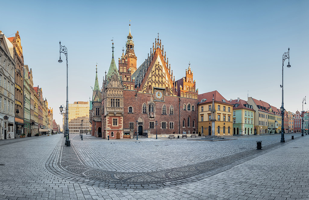 Grafika przedstawiająca Stare Miasto we Wrocławiu