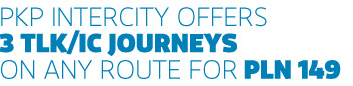 PKP Intercity offers 3 TLK/IC Journeys on any route for PLN 140