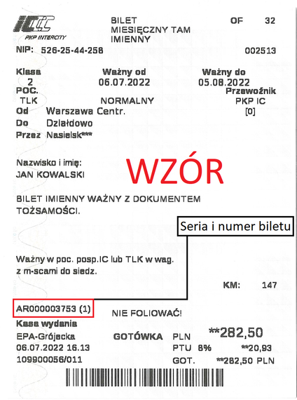 Bilet odcinkowy kasa