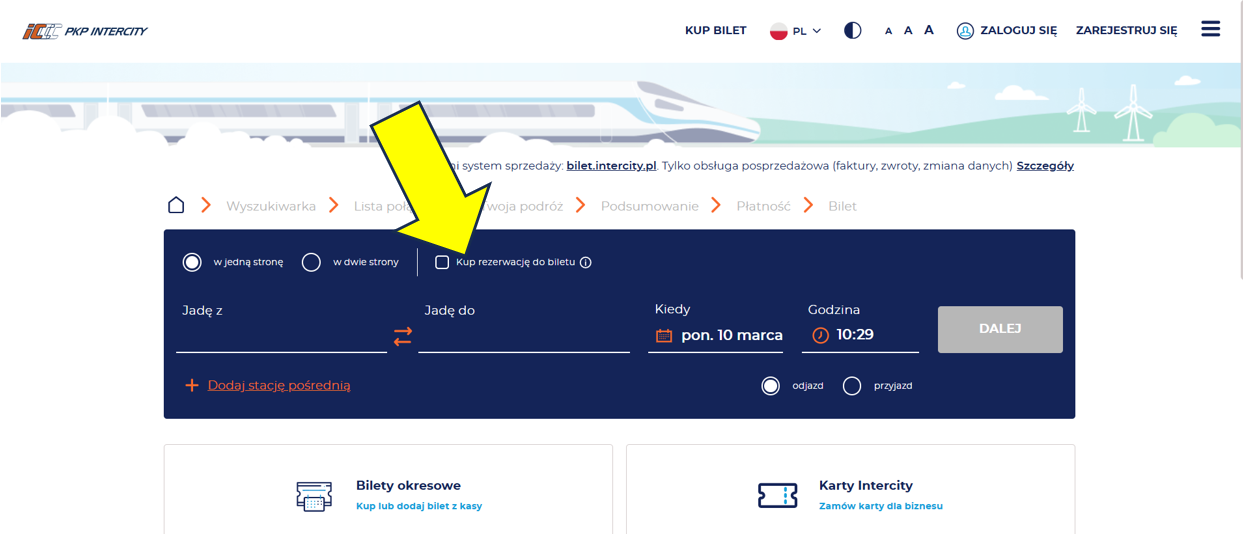 Grafika uzupełniająca do treści opisującej sposób rezerwacji biletów