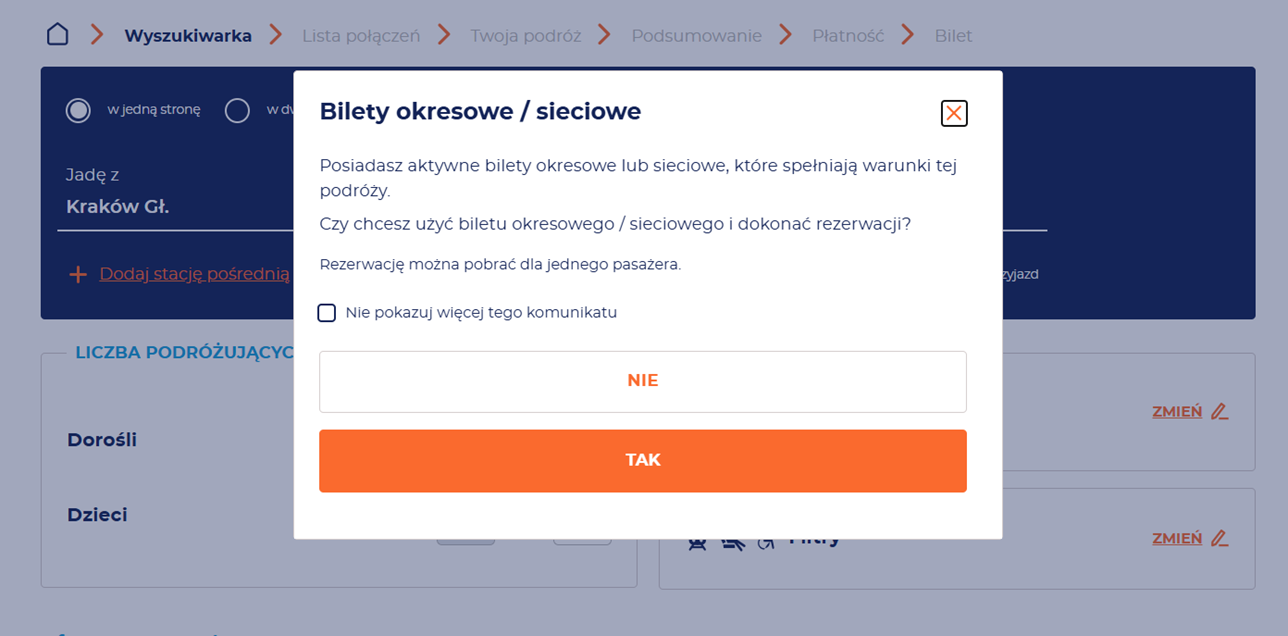 Grafika uzupełniająca do treści opisującej sposób rezerwacji biletów