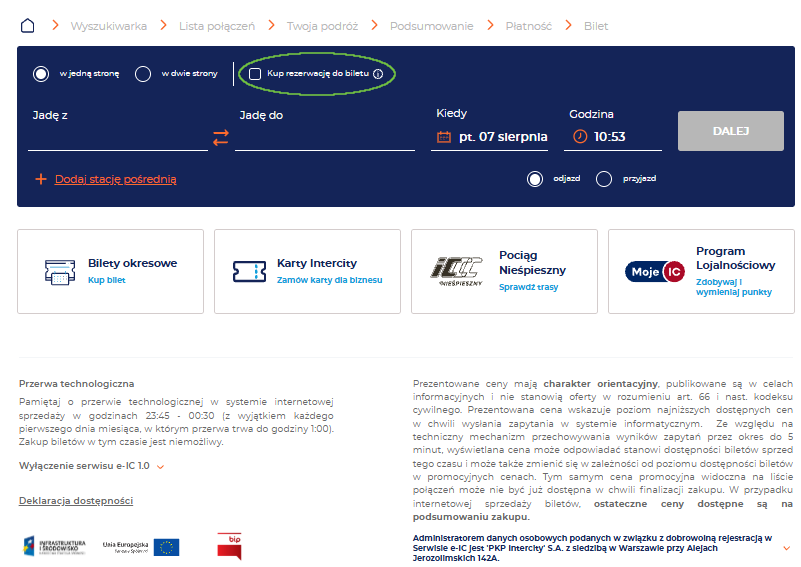 Grafika przedstawia opcję Kup rezerwację do biletu