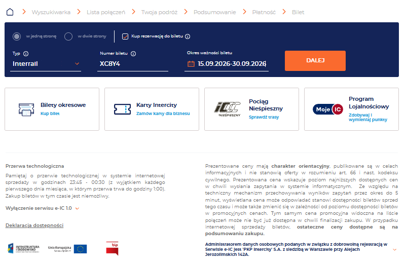 Grafika przedstawia wyszukiwarkę po wyborze daty