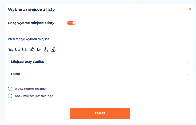 Grafika przedstawia wybór miejsca z listy