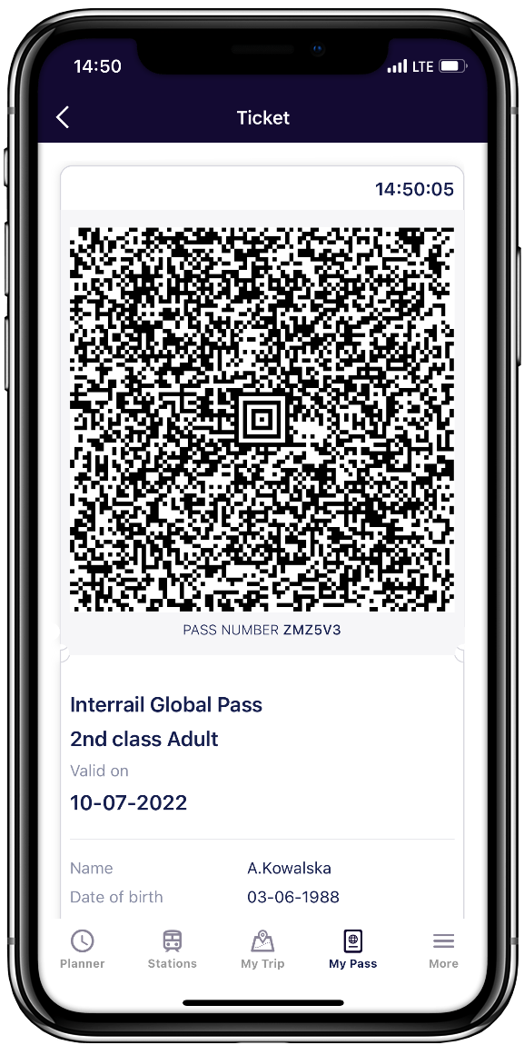 Obraz pokazuje kod QR w aplikacji
