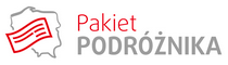 Zarys mapy polski na którym umieszczono bilet obok napis Pakiet Podróżnika 