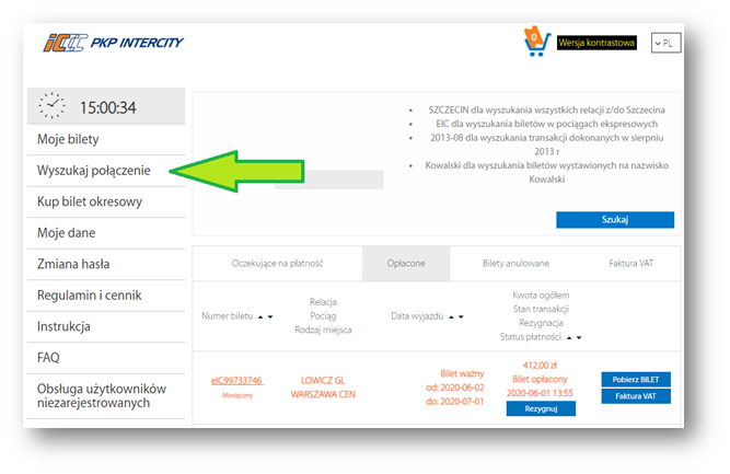 Pobieranie Rezerwacji Do Biletow Okresowych W Systemie Sprzedazy Internetowej E Ic Www Intercity Pl