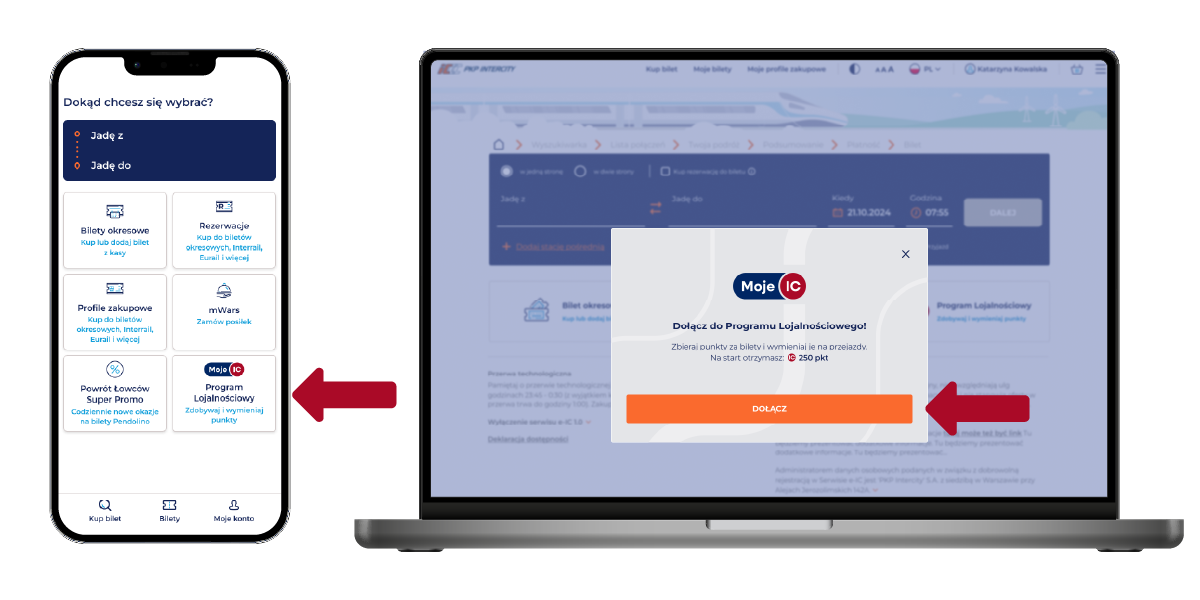 Grafika przedstawia, jak dołączyć do programu „Moje IC”