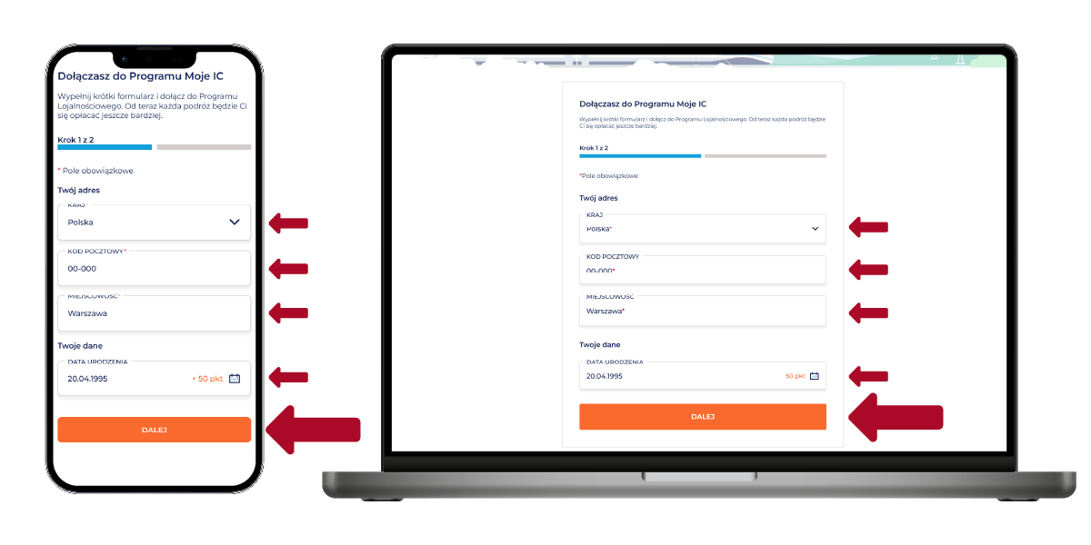 Grafika przedstawia kolejny krok, jak dołączyć do programu „Moje IC”