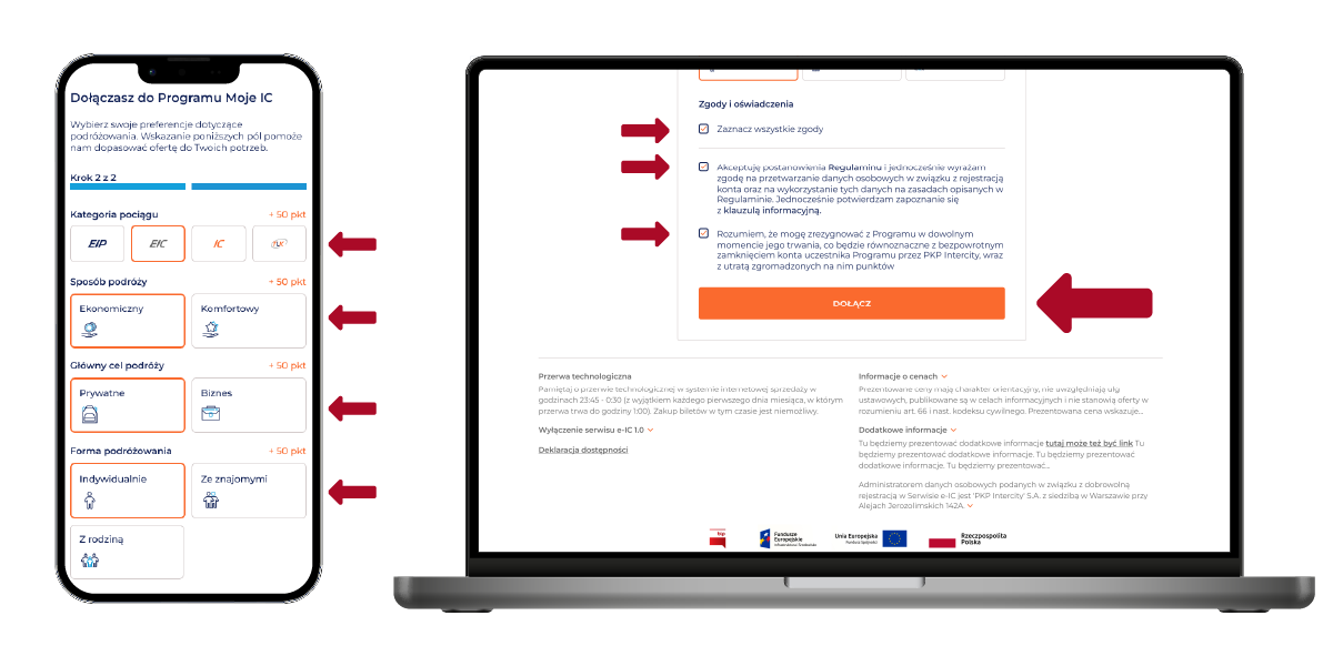 Grafika przedstawia kolejny krok, jak dołączyć do programu „Moje IC”